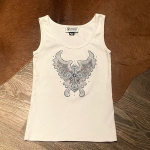 Y2K ribbed bejeweled cross grunge tank top